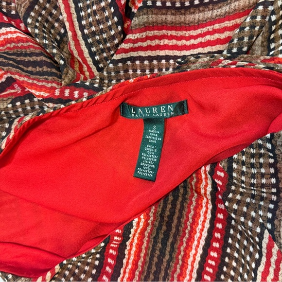 Lauren Ralph Lauren Women's Patterned Ruffled Georgette Skirt sz Small red brown - Picture 5 of 12